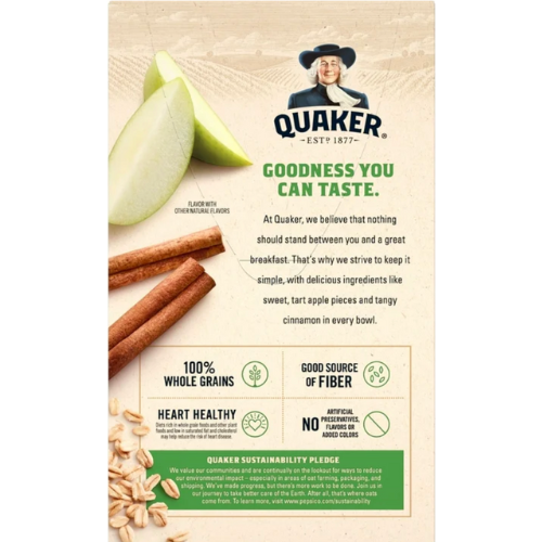 Quaker Instant Oatmeal, Apple & Cinnamon, 12.1oz, 8pk