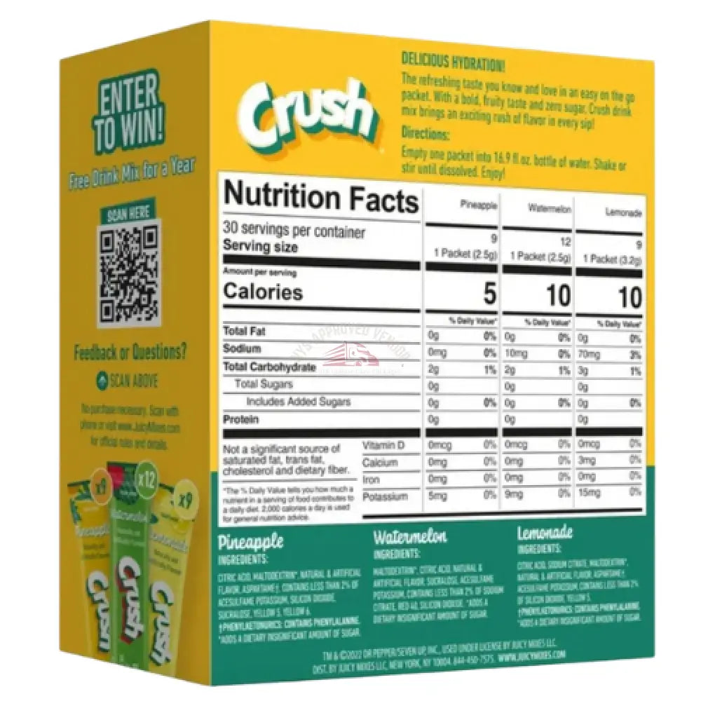 Crush Powdered Drink Mix Variety Pack 30ct Juice