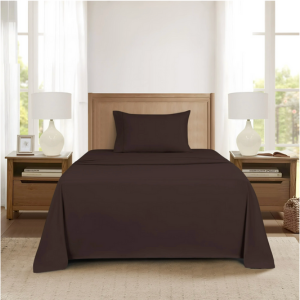 Microfiber Bed Sheet Set, 3pc Twin-Brown
