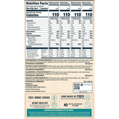 Quaker, Fruit & Cream Instant Oatmeal, Variety Packl, 1.05 oz, 8pk