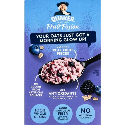 Quaker Instant Oatmeal, Fruit Fusion Blueberry Blackberry, , 8.4oz, 6pk