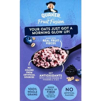 Quaker Instant Oatmeal, Fruit Fusion Blueberry Blackberry, , 8.4oz, 6pk