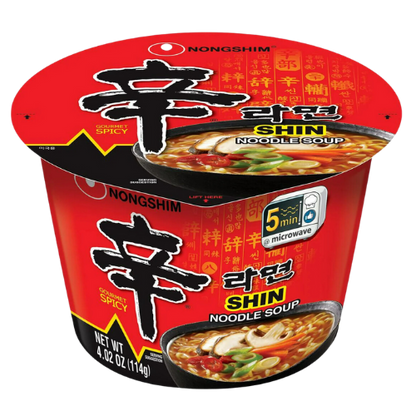 Nongshim Shin Ramyun Spicy Beef Ramen Noodle Soup Big Bowl, 4.02oz, 1ct