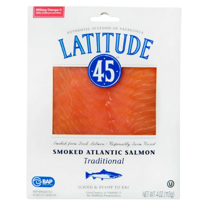 Latitude 45 Cold Smoked Atlantic Salmon, 4oz.