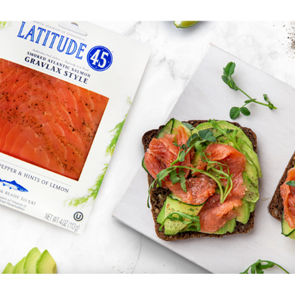 Latitude 45 Cold Smoked Gravlax Style Atlantic Salmon, 4oz