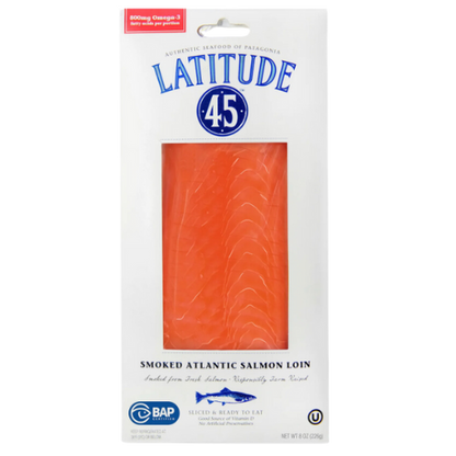 Latitude 45 Cold Smoked Atlantic Salmon Loin, 8oz,