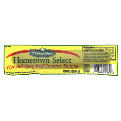 Hometown Select Beef Hot & Spicy Summer Sausage 5oz