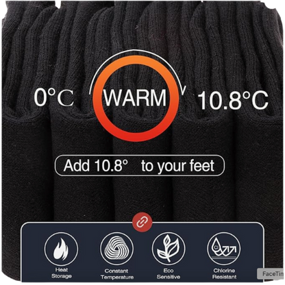 100% Wool Socks, 5 Pk (Black)