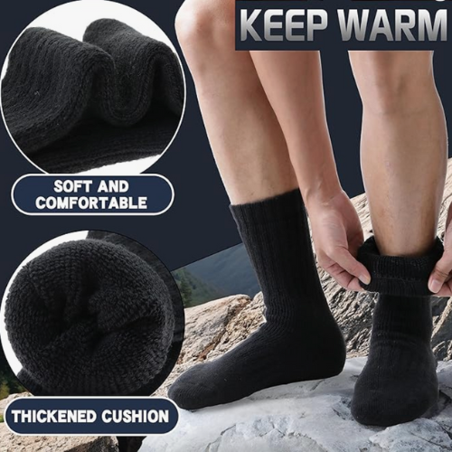100% Wool Socks, 5 Pk (Black)