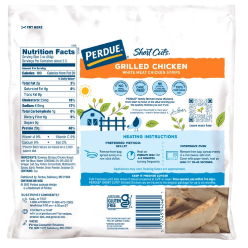 Perdue Short Cuts, Grilled Chicken Breasts Strips, 8oz