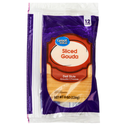 Sliced Gouda Cheese, 8oz, 12 Count