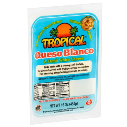 Tropical Queso Blanco 16oz, Fresh White Cheese,