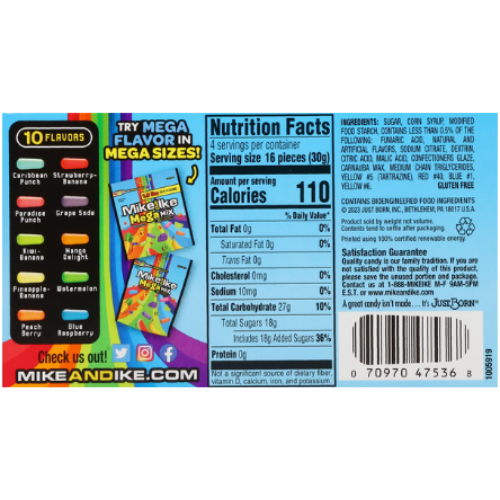 Mike & Ike Mega Mix Fruit Flavored Chewy Candy Movie Theater Box
