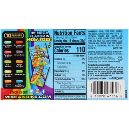 Mike & Ike Mega Mix Fruit Flavored Chewy Candy Movie Theater Box