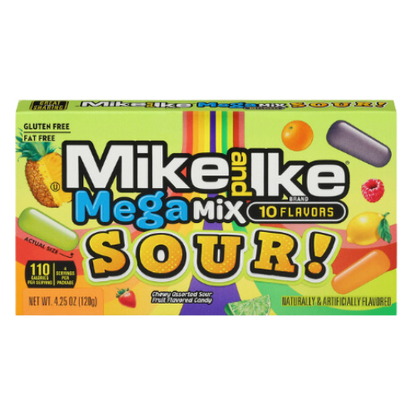 Mike & Ike Mega Mix Sour Chewy Candy Movie Theater Box