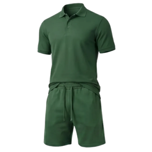 Basketball Shorts w/Polo Short Sleeve Set (Green)