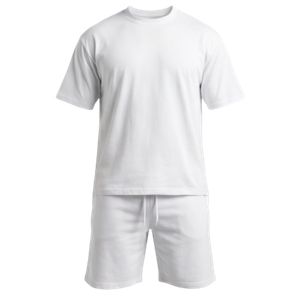 Basketball Shorts w/Crewneck Tee Set (White)