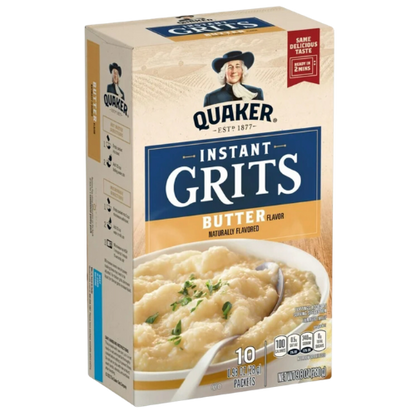 Quaker Instant Grits, Butter, Shelf Stable Granules, 9.8oz Box, 10ct