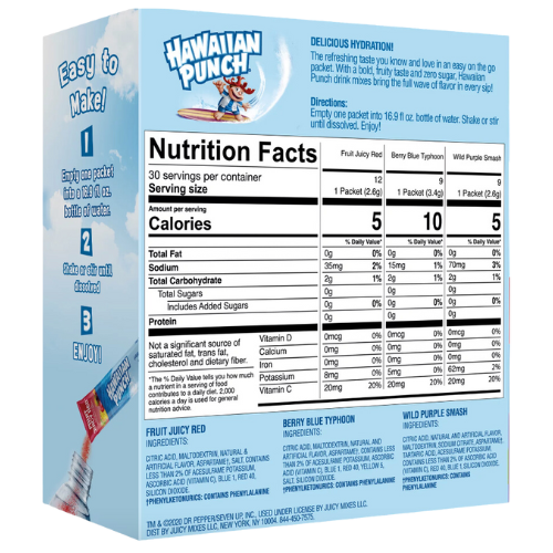 Hawaiian Punch Powder Drink Mix Variety Pack, 30ct