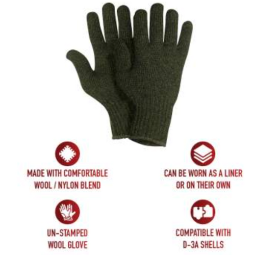 100% Wool Gloves (Olive Green)