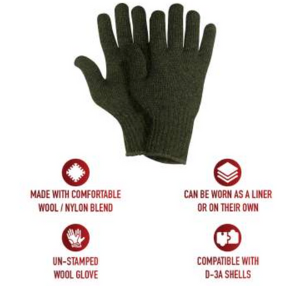100% Wool Gloves (Olive Green)