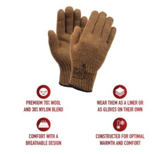 100% Wool Gloves (Coyote Brown)
