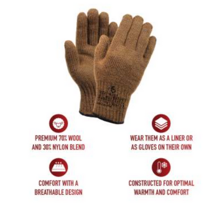 100% Wool Gloves (Coyote Brown)