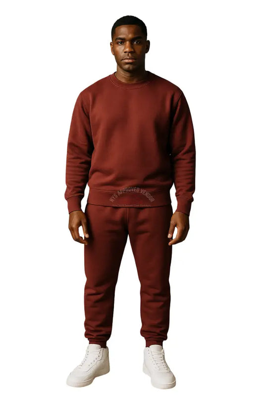 Crewneck Sweatsuit 100% Cotton w/Pockets (Maroon) Sweatsuit