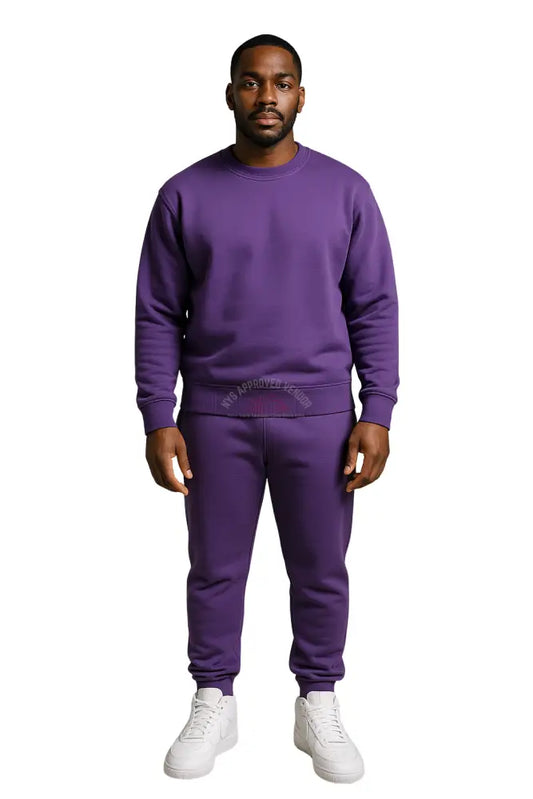 Crewneck Sweatsuit 100% Cotton w/Pockets (Purple) Sweatsuit