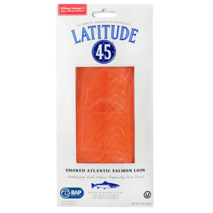 Latitude 45 Cold Smoked Atlantic Salmon Loin 8oz, Fish