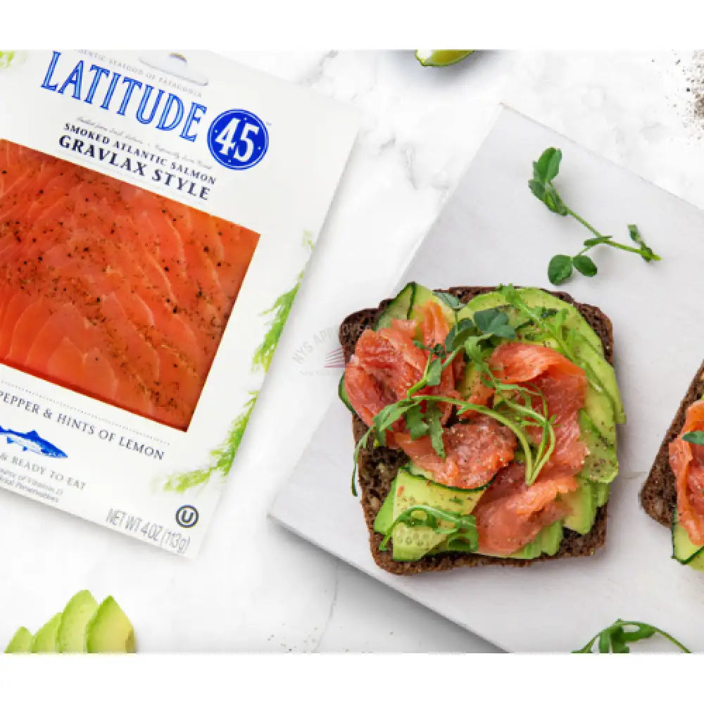 Latitude 45 Cold Smoked Gravlax Style Atlantic Salmon 4oz Fish