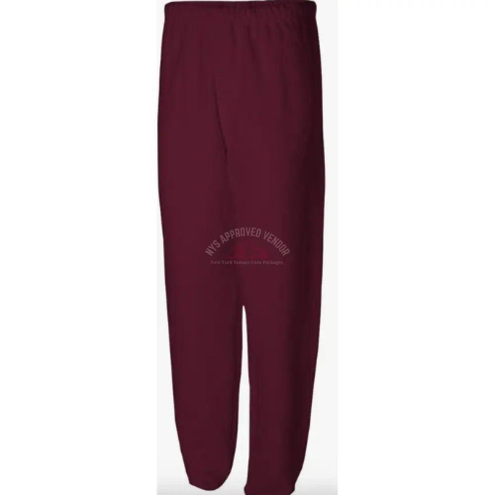 Sweatpants w/Pockets 100% Cotton (Maroon) XXL Sweatpants